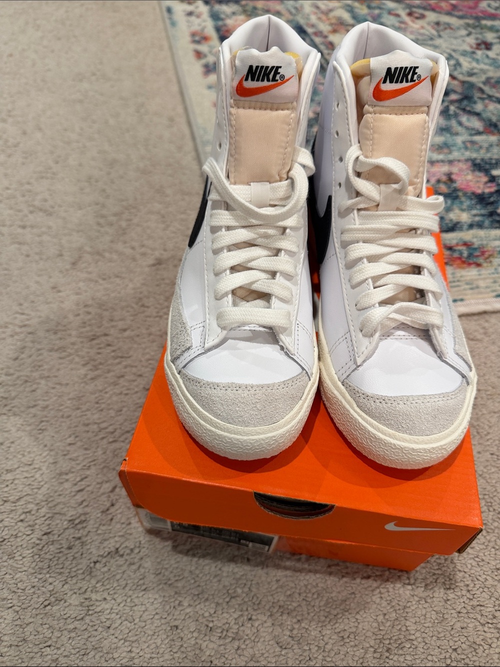Nike Kids White and Orange High-Top Sneakers